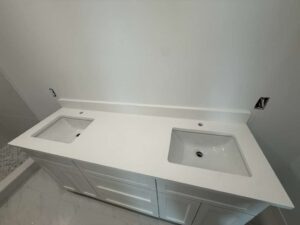 Double vanity countertop with a clean, modern finish
